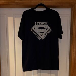 Gildan DryBlend Navy T-shirt with White Neck Print